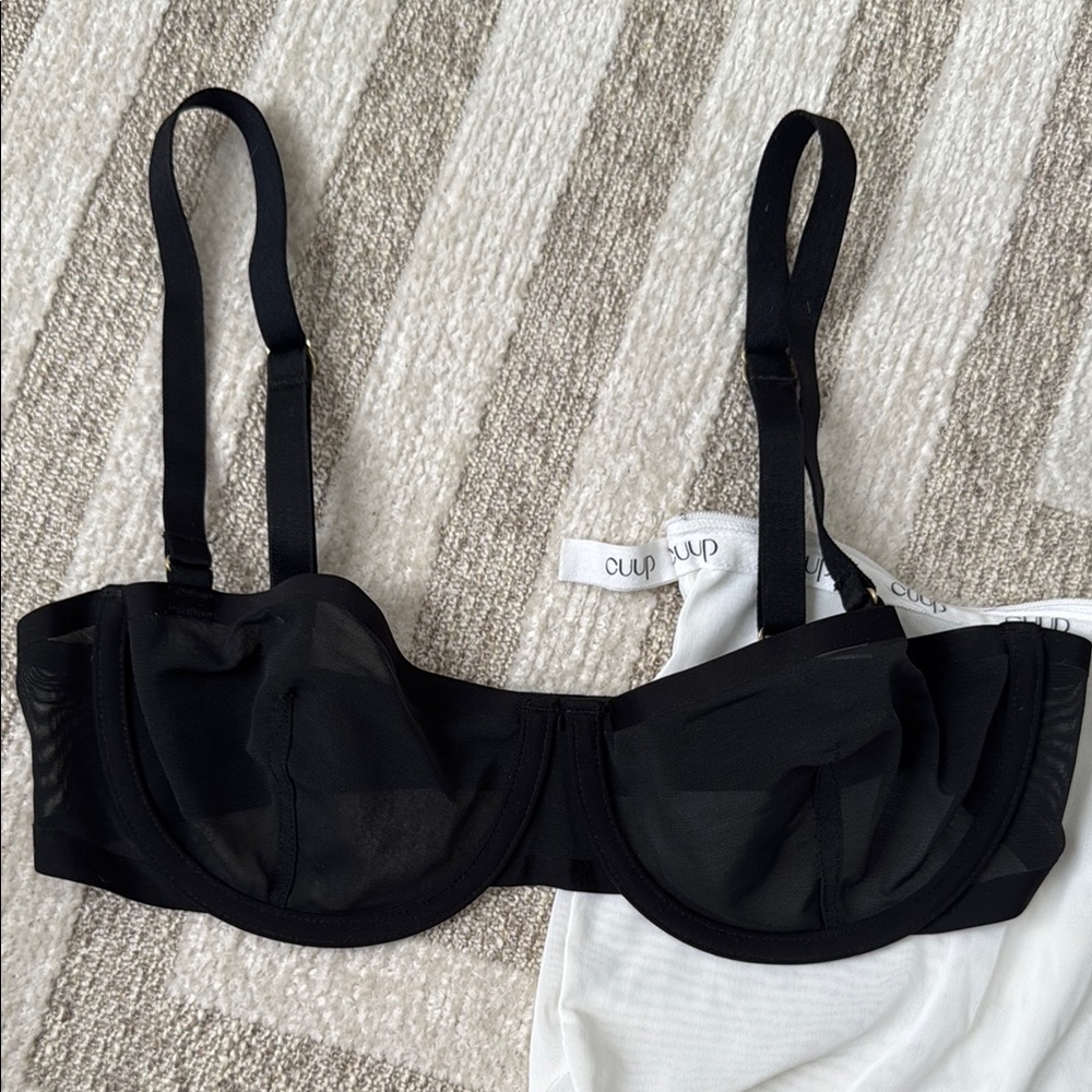 CUUP Black mesh balconette Bra
